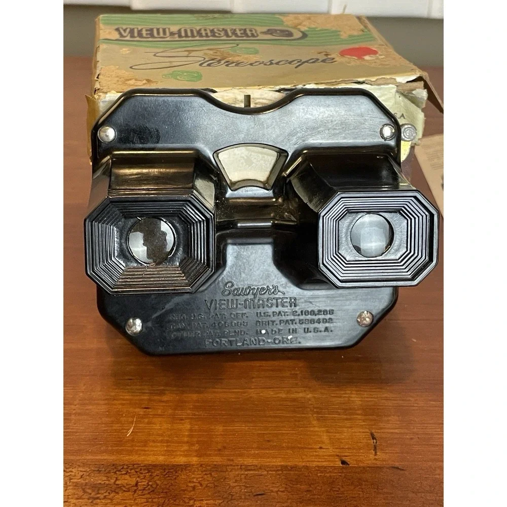 Sawyer's View Master Stereoscope 3D Black Bakelite 1950s Original Box Vintage
